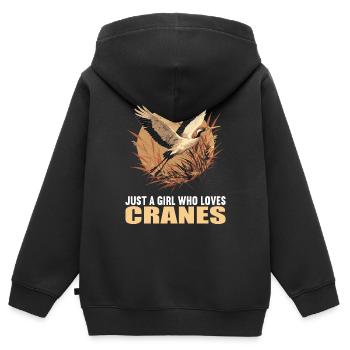Cranes Crane - Kids Premium Organic Zip-up Hoodie - black - Back - AI Model Kid Male (0cm)