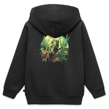 Grillen Grille - Kinder Premium Organic Zip Hoodie - Schwarz - Hinten - AI Model Kid Male (0cm)