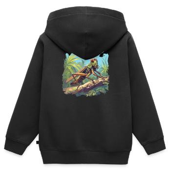 Grillen Grille - Kinder Premium Organic Zip Hoodie - Schwarz - Hinten - AI Model Kid Male (0cm)