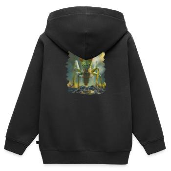 Grillen Grille - Kinder Premium Organic Zip Hoodie - Schwarz - Hinten - AI Model Kid Male (0cm)