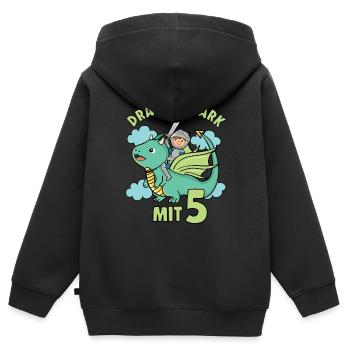 Ritter & Drache Geburtstagsmotiv 5 Jahre Jungen - Kinder Premium Organic Zip Hoodie - Schwarz - Hinten - AI Model Kid Male (0cm)