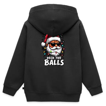 Basketball Im Weihnachtsmannkostüm-Deck The Balls - Kinder Premium Organic Zip Hoodie - Schwarz - Hinten - AI Model Kid Male (0cm)