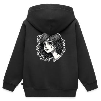 FILLE SPAGHETTI - Sweat Premium à capuche zippé enfant bio - noir - Dos - AI Model Kid Male (0cm)