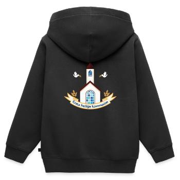 Erste Heilige Kommunion Kind Erstkommunion Kirche - Kinder Premium Organic Zip Hoodie - Schwarz - Hinten - AI Model Kid Male (0cm)