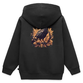 Corbeaux Corbeaux - Sweat Premium à capuche zippé enfant bio - noir - Dos - AI Model Kid Male (0cm)