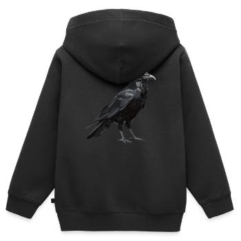 Corbeaux Corbeaux - Sweat Premium à capuche zippé enfant bio - noir - Dos - AI Model Kid Male (0cm)