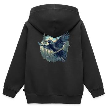 Corbeaux Corbeaux - Sweat Premium à capuche zippé enfant bio - noir - Dos - AI Model Kid Male (0cm)