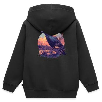 Corbeaux Corbeaux - Sweat Premium à capuche zippé enfant bio - noir - Dos - AI Model Kid Male (0cm)