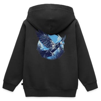 Corbeaux Corbeaux - Sweat Premium à capuche zippé enfant bio - noir - Dos - AI Model Kid Male (0cm)