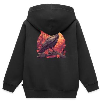 Corbeaux Corbeaux - Sweat Premium à capuche zippé enfant bio - noir - Dos - AI Model Kid Male (0cm)