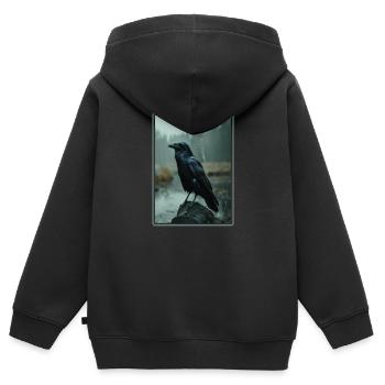 Corbeaux Corbeaux - Sweat Premium à capuche zippé enfant bio - noir - Dos - AI Model Kid Male (0cm)