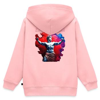JE SUIS VENU À LA VICTOIRE - Sweat Premium à capuche zippé enfant bio - rose - Dos - AI Model Kid Female (0cm)