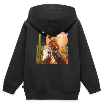 CHEZ SOI À L’OUEST - Sweat Premium à capuche zippé enfant bio - noir - Dos - AI Model Kid Male (0cm)
