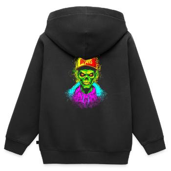 ZOMBIE BRAIN SKATER - Kinder Premium Organic Zip Hoodie - Schwarz - Hinten - AI Model Kid Male (0cm)