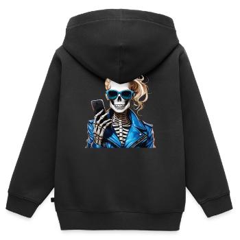 SMARTPHONE SKELETON FEMME - Sweat Premium à capuche zippé enfant bio - noir - Dos - AI Model Kid Male (0cm)