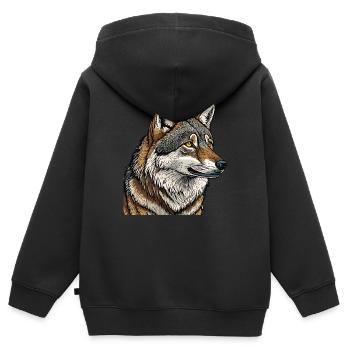 LOUP - Sweat Premium à capuche zippé enfant bio - noir - Dos - AI Model Kid Male (0cm)