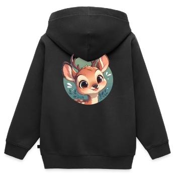 Cerf Cerf - Sweat Premium à capuche zippé enfant bio - noir - Dos - AI Model Kid Male (0cm)