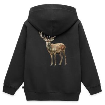 Cerf Cerf - Sweat Premium à capuche zippé enfant bio - noir - Dos - AI Model Kid Male (0cm)