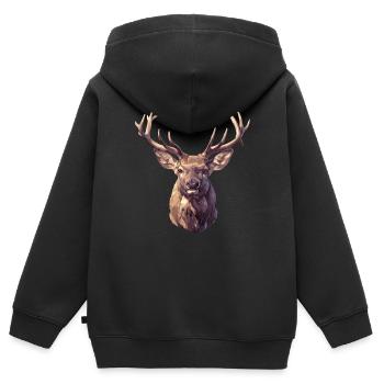 Cerf Cerf - Sweat Premium à capuche zippé enfant bio - noir - Dos - AI Model Kid Male (0cm)