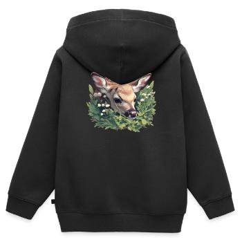 Cerf Cerf - Sweat Premium à capuche zippé enfant bio - noir - Dos - AI Model Kid Male (0cm)
