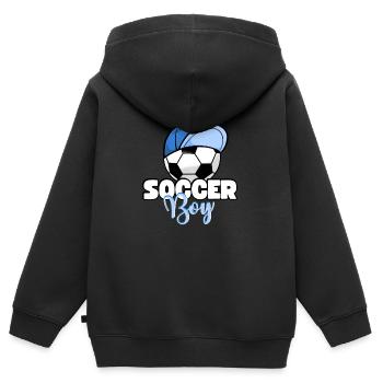 Soccer Boy Soccer Boy Soccer Boy Saying - Kids Premium Organic Zip-up Hoodie - black - Back - AI Model Kid Male (0cm)
