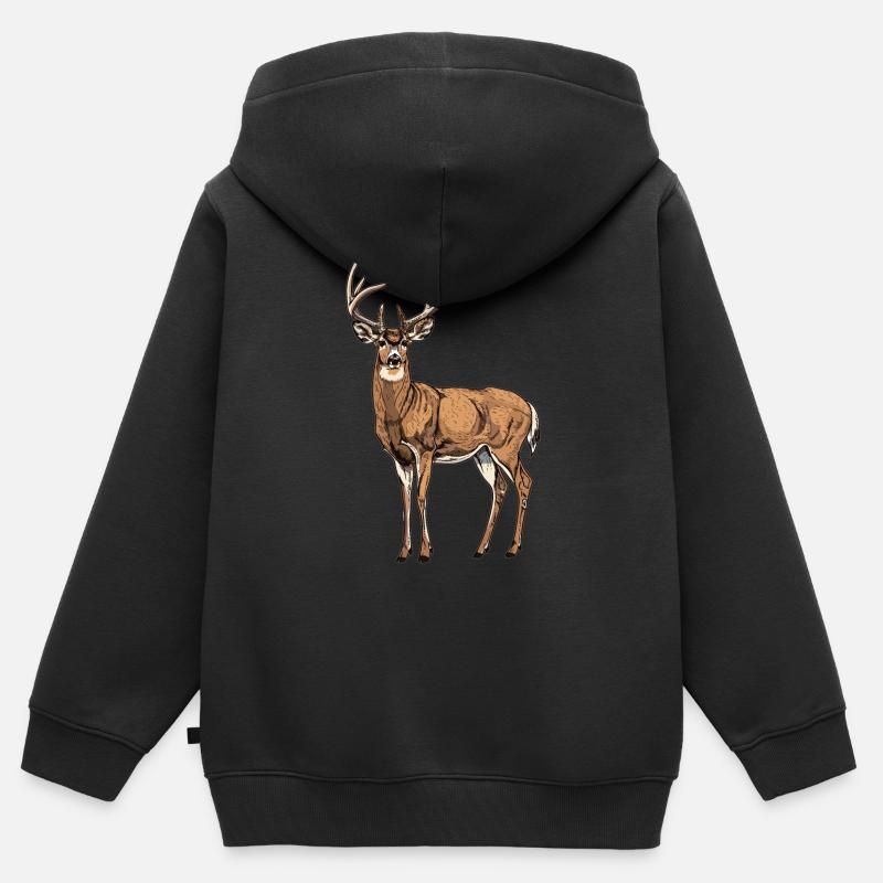 Cervo Cervo - Felpa Premium con cappuccio con zip bambino bio - nero