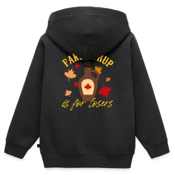 Le faux sirop est pour les perdants Sirop d’érable Tapping - Sweat Premium à capuche zippé enfant bio - noir - Dos - AI Model Kid Male (0cm)