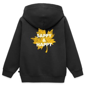 Sappy And Happy Sirop D’érable Tapping Arbre Robinet - Sweat Premium à capuche zippé enfant bio - noir - Dos - AI Model Kid Male (0cm)