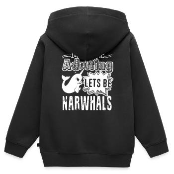 Narwhal Lets Be Narwhals - Kids Premium Organic Zip-up Hoodie - black - Back - AI Model Kid Male (0cm)