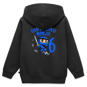 Birthday Ninja 6 Year Old Birthday Party Gift - Kinder Premium Organic Zip Hoodie - Schwarz - Hinten - AI Model Kid Male (0cm)