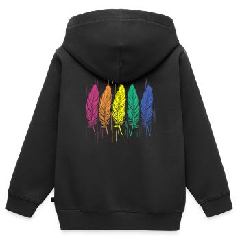 FEDER - Kinder Premium Organic Zip Hoodie - Schwarz - Hinten - AI Model Kid Male (0cm)