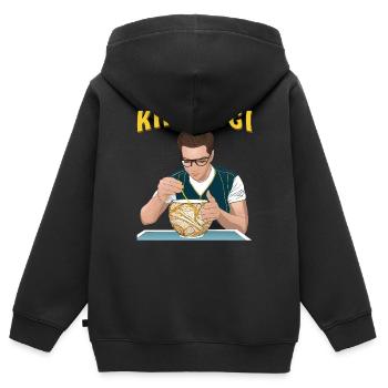 KINTSUGI - Sweat Premium à capuche zippé enfant bio - noir - Dos - AI Model Kid Male (0cm)