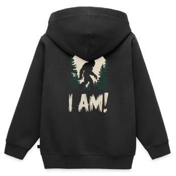 JE SUIS BIG FOOT - Sweat Premium à capuche zippé enfant bio - noir - Dos - AI Model Kid Male (0cm)