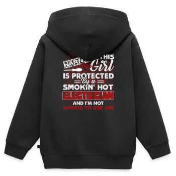 Protected By An Electrician - Kids Premium Organic Zip-up Hoodie - black - Back - AI Model Kid Male (0cm)
