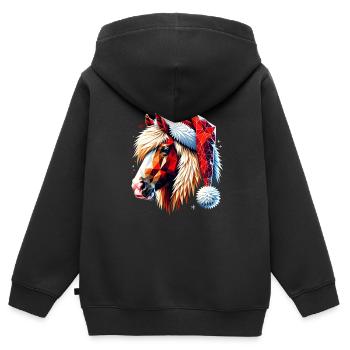 Original Polygon Kunst Haflinger Pferd Weihnachten - Kinder Premium Organic Zip Hoodie - Schwarz - Hinten - AI Model Kid Male (0cm)