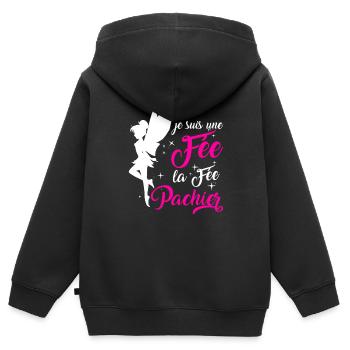 Je Suis Une Fée La Fée Pachier - Sweat Premium à capuche zippé enfant bio - noir - Dos - AI Model Kid Male (0cm)