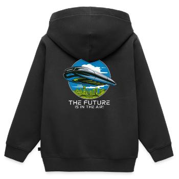 VOITURE VOLANTE - Sweat Premium à capuche zippé enfant bio - noir - Dos - AI Model Kid Male (0cm)