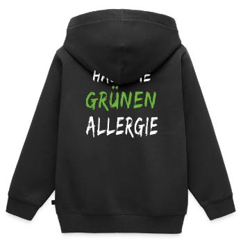 GRÜN HABE DIE GRÜNEN ALLERGIE - Kinder Premium Organic Zip Hoodie - Schwarz - Hinten - AI Model Kid Male (0cm)