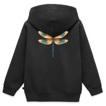 Libellules Libellule - Sweat Premium à capuche zippé enfant bio - noir - Dos - AI Model Kid Male (0cm)