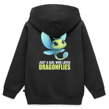 Libellules Libellule - Sweat Premium à capuche zippé enfant bio - noir - Dos - AI Model Kid Male (0cm)