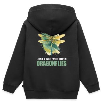 Libellules Libellule - Sweat Premium à capuche zippé enfant bio - noir - Dos - AI Model Kid Male (0cm)