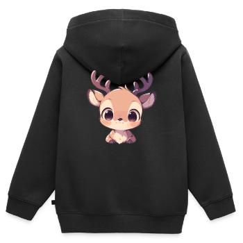 Elche Elch - Kinder Premium Organic Zip Hoodie - Schwarz - Hinten - AI Model Kid Male (0cm)