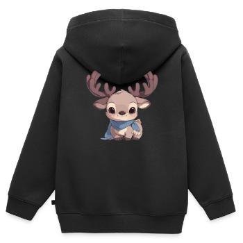 Elche Elch - Kinder Premium Organic Zip Hoodie - Schwarz - Hinten - AI Model Kid Male (0cm)