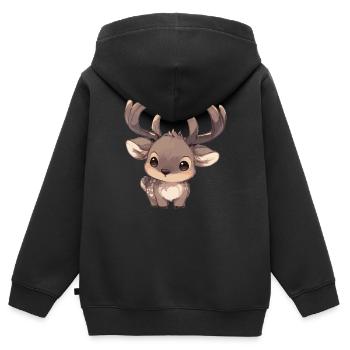 Elche Elch - Kinder Premium Organic Zip Hoodie - Schwarz - Hinten - AI Model Kid Male (0cm)