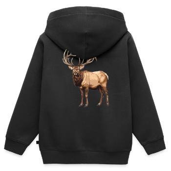 Elche Elch - Kinder Premium Organic Zip Hoodie - Schwarz - Hinten - AI Model Kid Male (0cm)