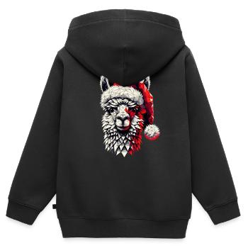 Polygon Kunst Lama Weihnachtsmütze Original - Kinder Premium Organic Zip Hoodie - Schwarz - Hinten - AI Model Kid Male (0cm)