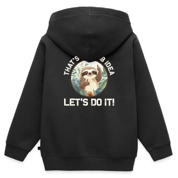 Thème de paresseux amusant - C’est une idée stupide - Sweat Premium à capuche zippé enfant bio - noir - Dos - AI Model Kid Male (0cm)