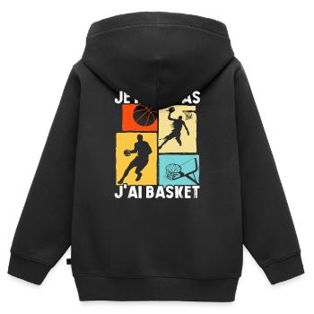 Je Peux Pas J'ai Basket - Sweat Premium à capuche zippé enfant bio - noir - Dos - AI Model Kid Male (0cm)