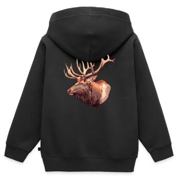 Elche Elch - Kinder Premium Organic Zip Hoodie - Schwarz - Hinten - AI Model Kid Male (0cm)