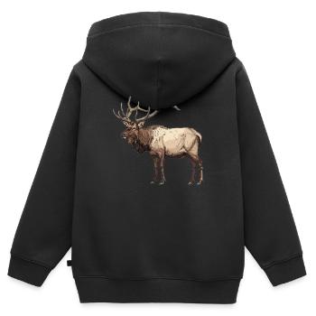 Elche Elch - Kinder Premium Organic Zip Hoodie - Schwarz - Hinten - AI Model Kid Male (0cm)